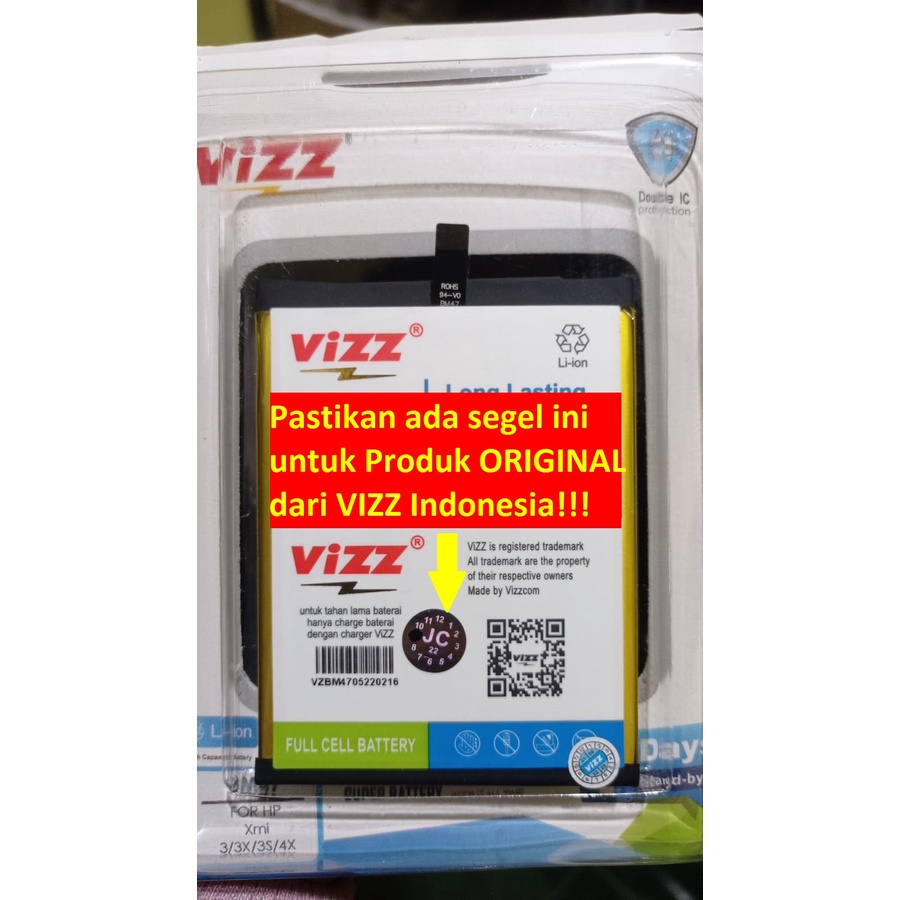 Baterai ori Double Power VIZZ Xiaomi Redmi 3 / 3S / 4X BM47 / BM-47
