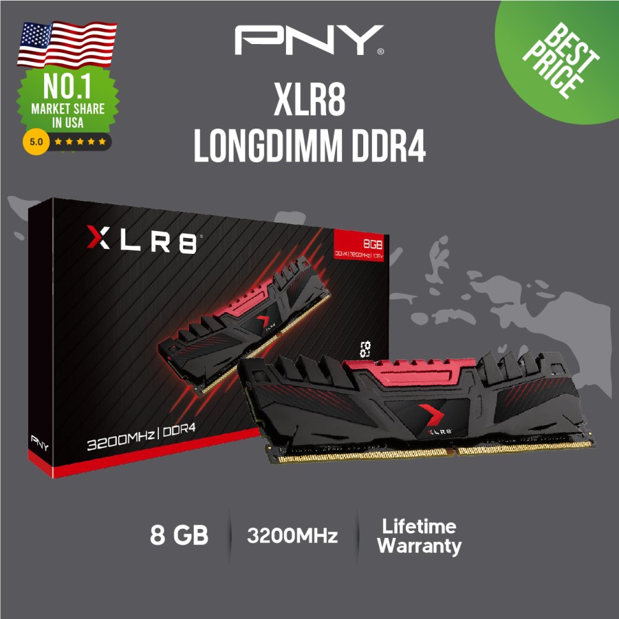 Memory RAM PNY Longdimm 8GB DDR4 3200MHz XLR8 Desktop