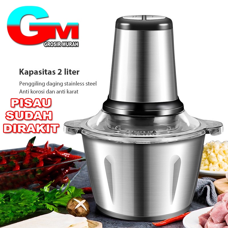 Blender Daging Stainless 2L / Penggiling Daging dan Bumbu Masak / Blender Chopper Serbaguna