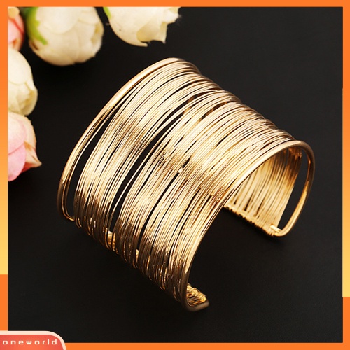 {oneworld} Fashion Wanita Multilayer Metal Wires Strings Open Bangle Lebar Manset Gelang