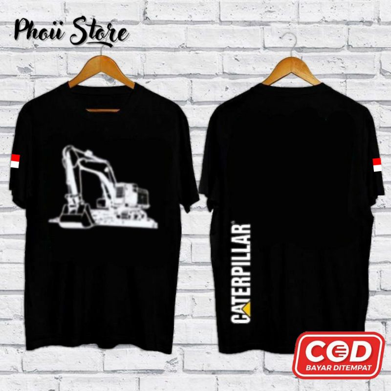 Kaos Baju Pria Lengan Pendek Alat Berat Caterpillar Excavator