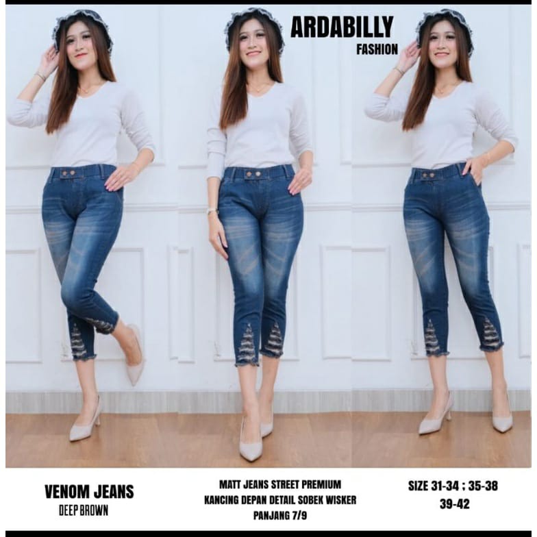 SIZE 31-38!! VENOM JEGGING VARIASI SOBEK STRETCH