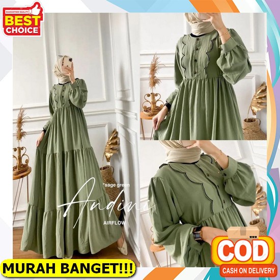 Randomm Terbaru Gamis Lubna Set // Ceruty Babydoll By Kj (Khadijah) Cod - Andini Dress Maxi Gamis Mu