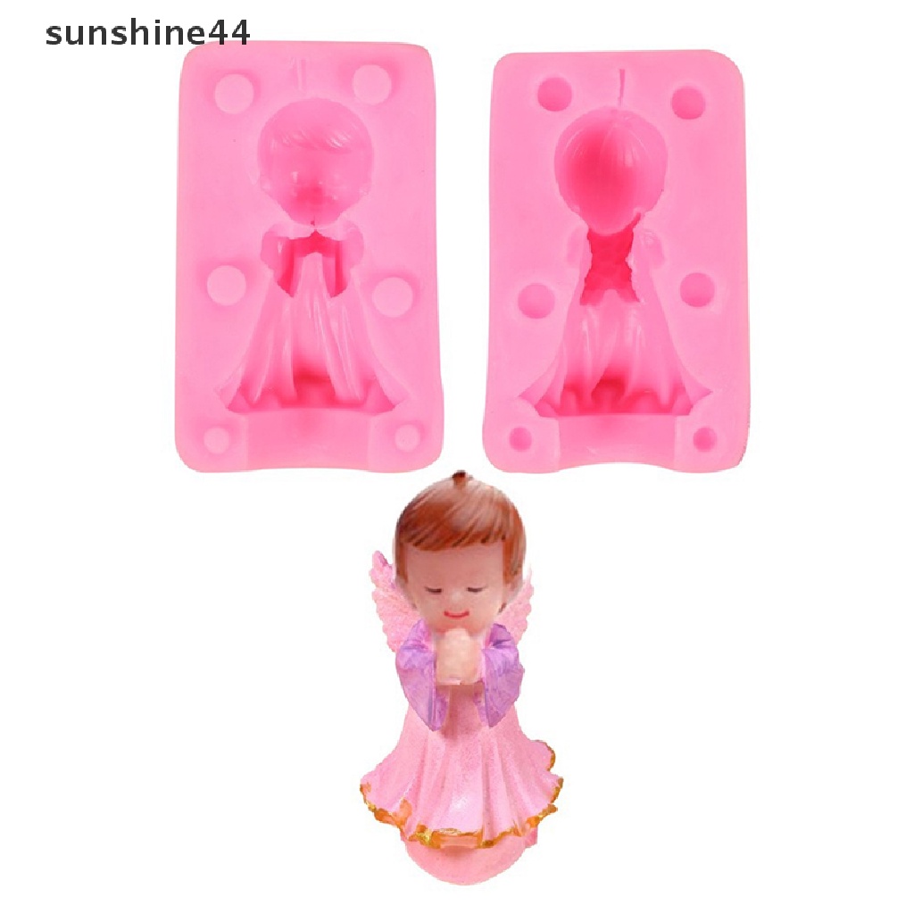 Sunshine 3D Angel Girl Boy Silicone Mold Cake Topper Cetakan Dekorasi Kue Ulang Tahun Bayi.