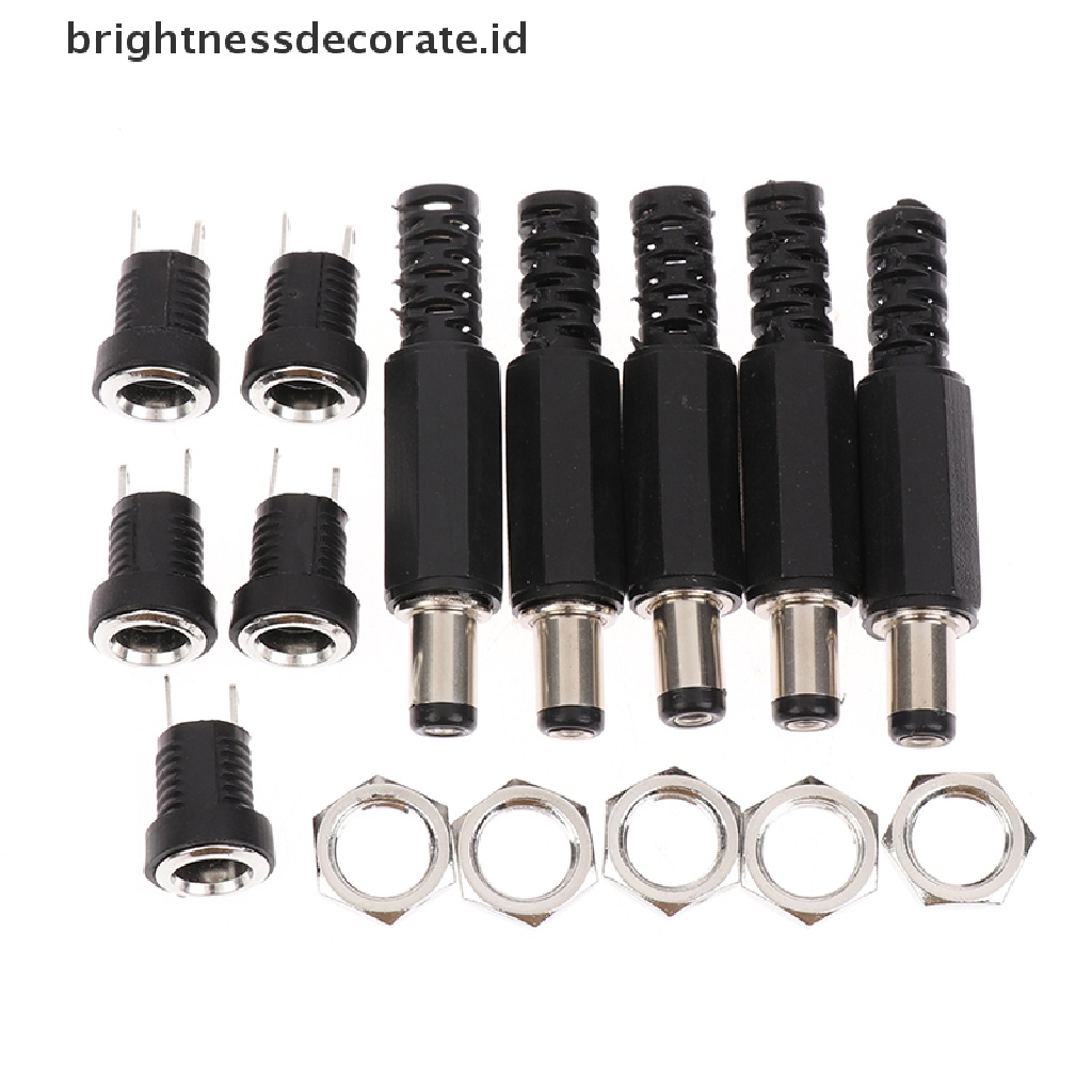 [Birth] 5pasang 5.5 x 2.1 DC Male Female Terminal 12V DC Power Supply Plug Socket Adapter [ID]