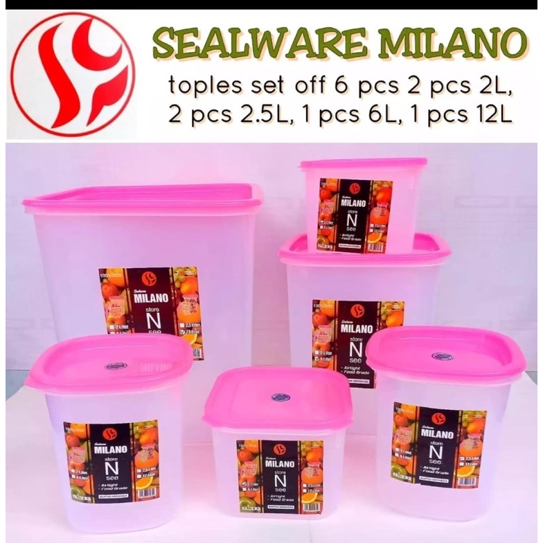 Toples Plastik Milano Storage Set Of 6 Pcs / Toples Plastik /Tempat Penyimpanan Makanan / Food Container / Food Storage / Wadah Set Lengkap Murah