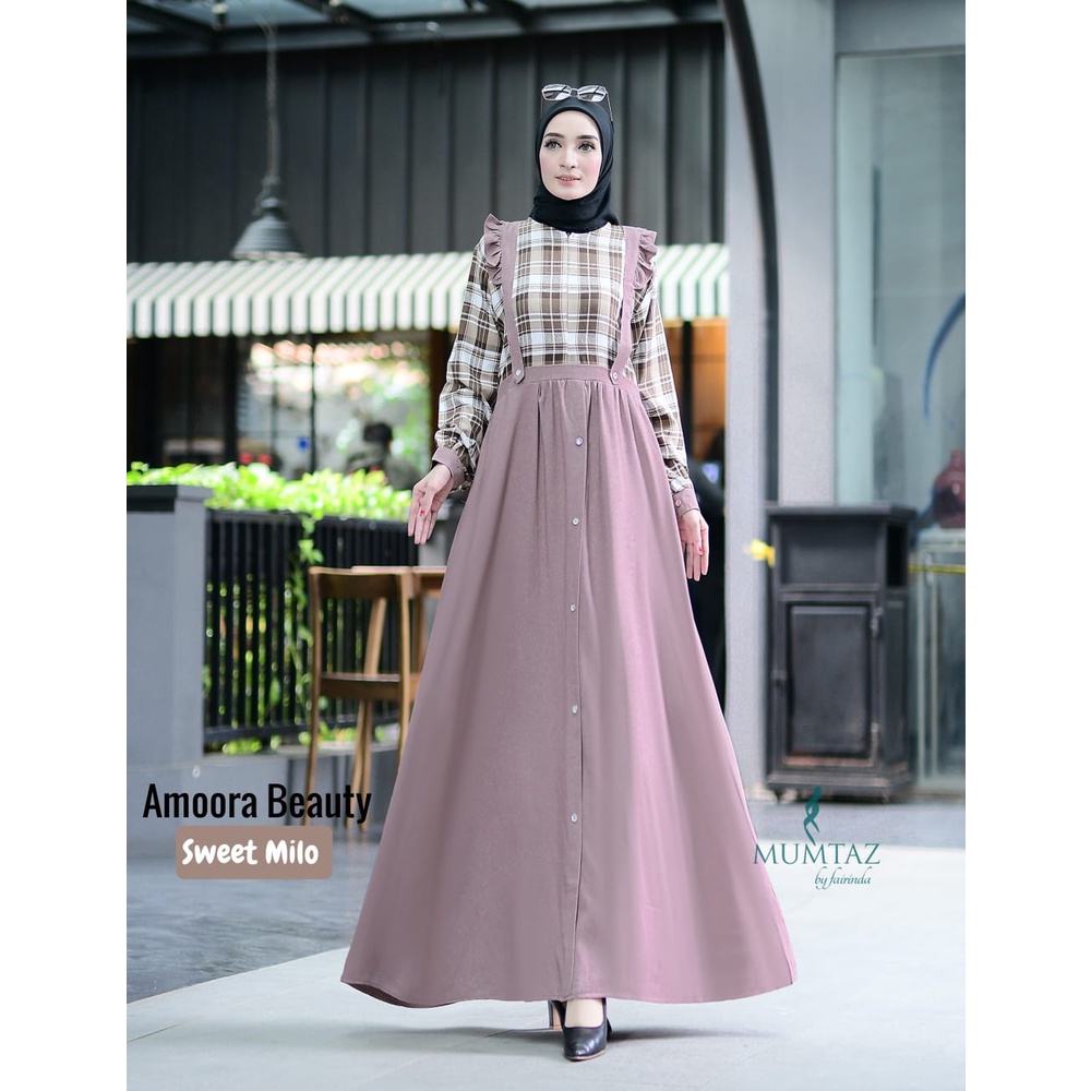 DRESS AVRIL AMOORA MUMTAZ GAMIS OVERALL STYLE CASUAL HANGOUT REMAJA WANITA SYARI KEKINIAN