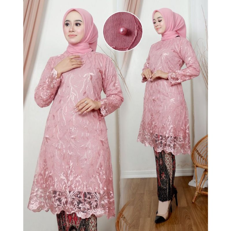 Set Kebaya Tunik Jumbo LD 130-Set Kebaya Tunik Tulle Jumbo-Kebaya Brukat Tulle