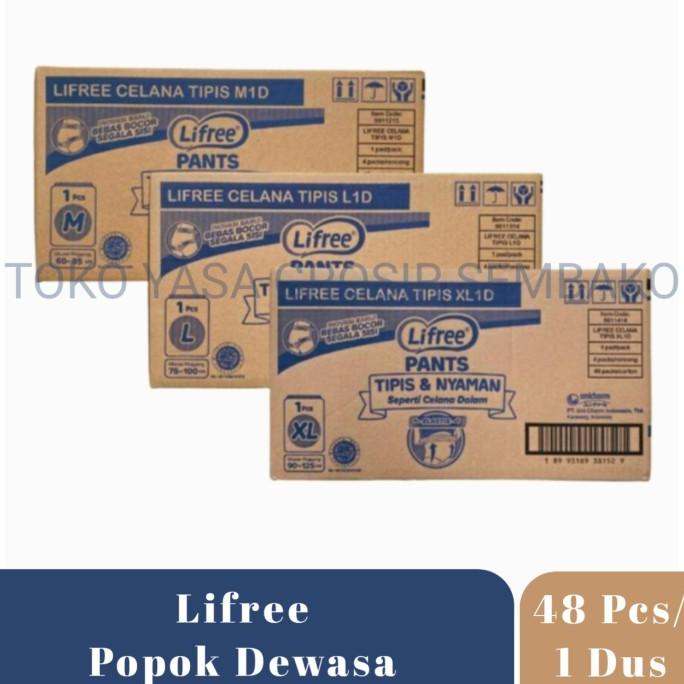Promo 1 DUS ISI 48 LIFREE POPOK CELANA DEWASA CELANA M/L/XL