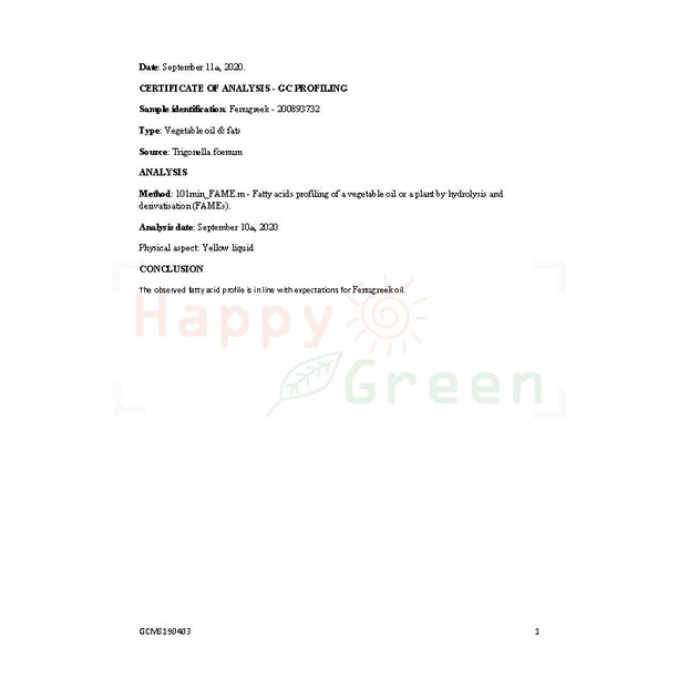 Happy Green Fenugreek Essential Oil - Minyak Fenugreek Murni