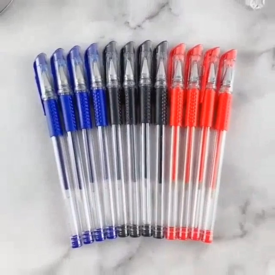 

Pulpen Gel tinta cair 1lusin 12pcs ada refill