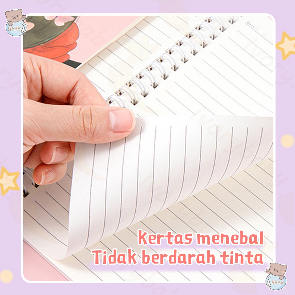 Ivorybaby Buku catatan a5 Notebook ring motif Buku tulis ring Buku tulis spiral