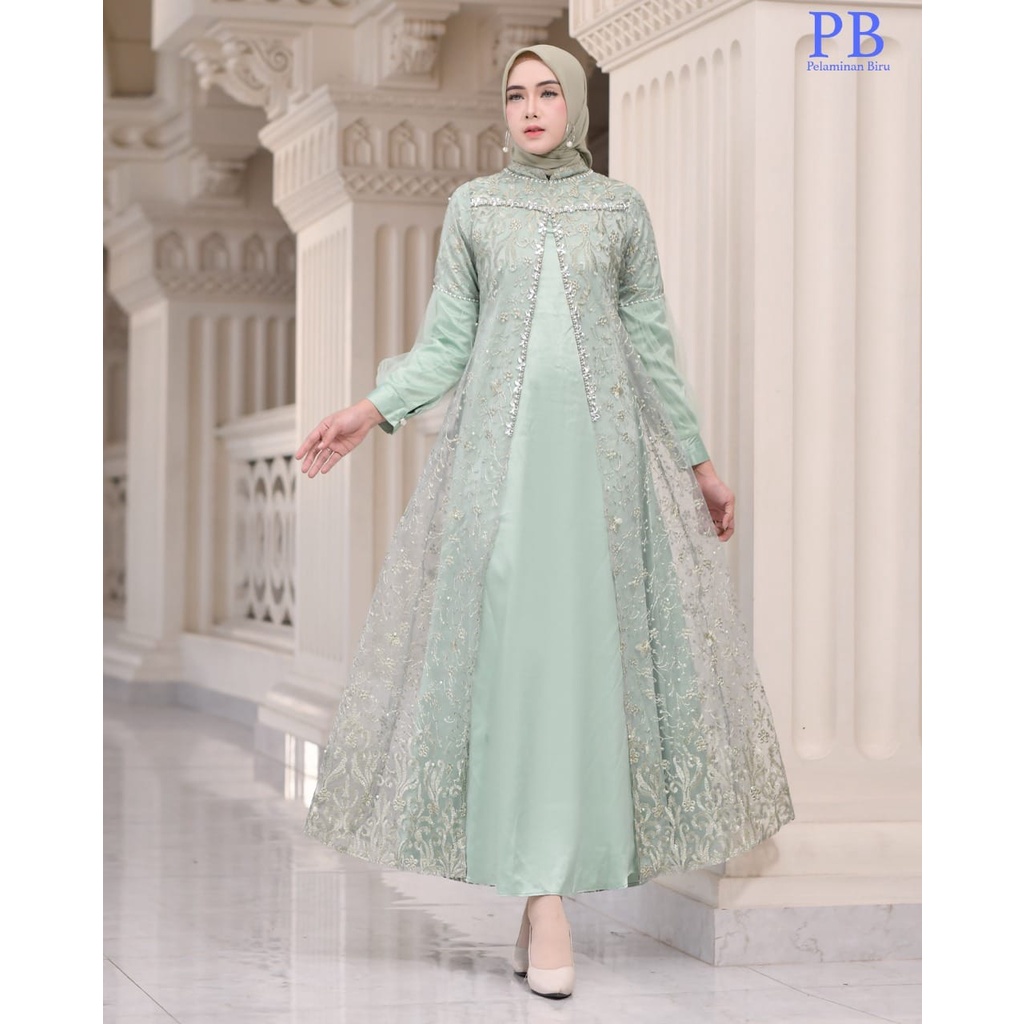 Naily Kebaya - Gamis tile regina mix tile dot mutiara / Baju payet kondangan pesta mewah & elegan mo