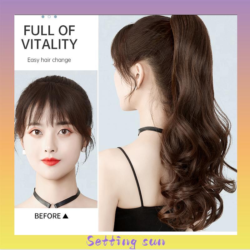 Ikat Rambut Palsu Gelomban Wig Rambut Gelombang Cakar Klip Rambut Pendek Kuncir Kuda Poni Keriting 8 Gigi Klip Wig Wanita TN