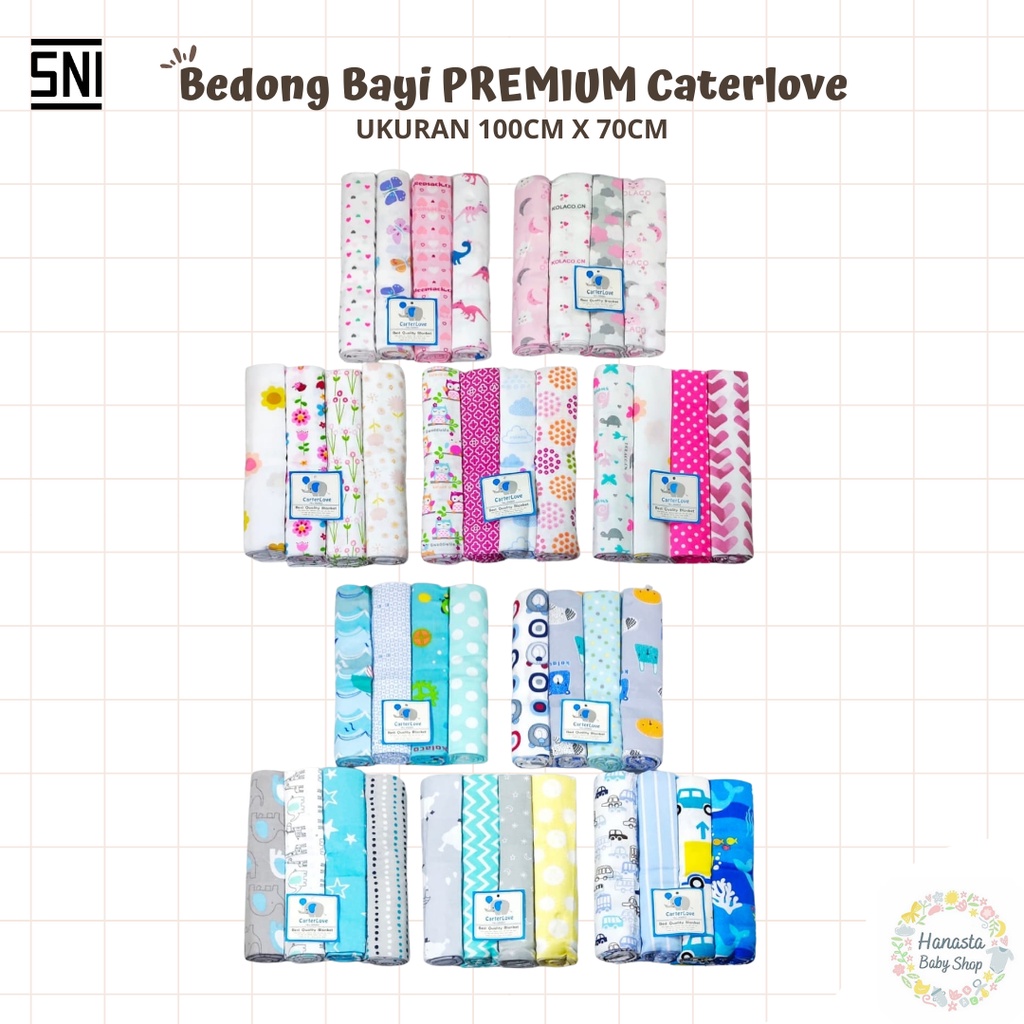 Paket 4Pcs PREMIUM Bedong Bayi Carterlove 100x70cm