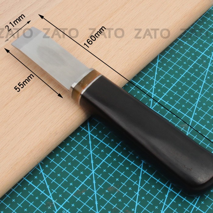 

NEW LeatherCraft Knife wide 21 mm with ebony solid wood handle - FLAT / LURUS