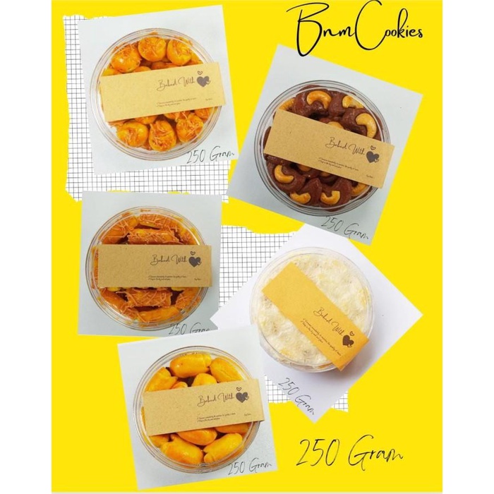 

PAKET RESELLER KUE KERING MINIMAL 3 TOPLES KEMASAN BULAT 250 GR Best Seller