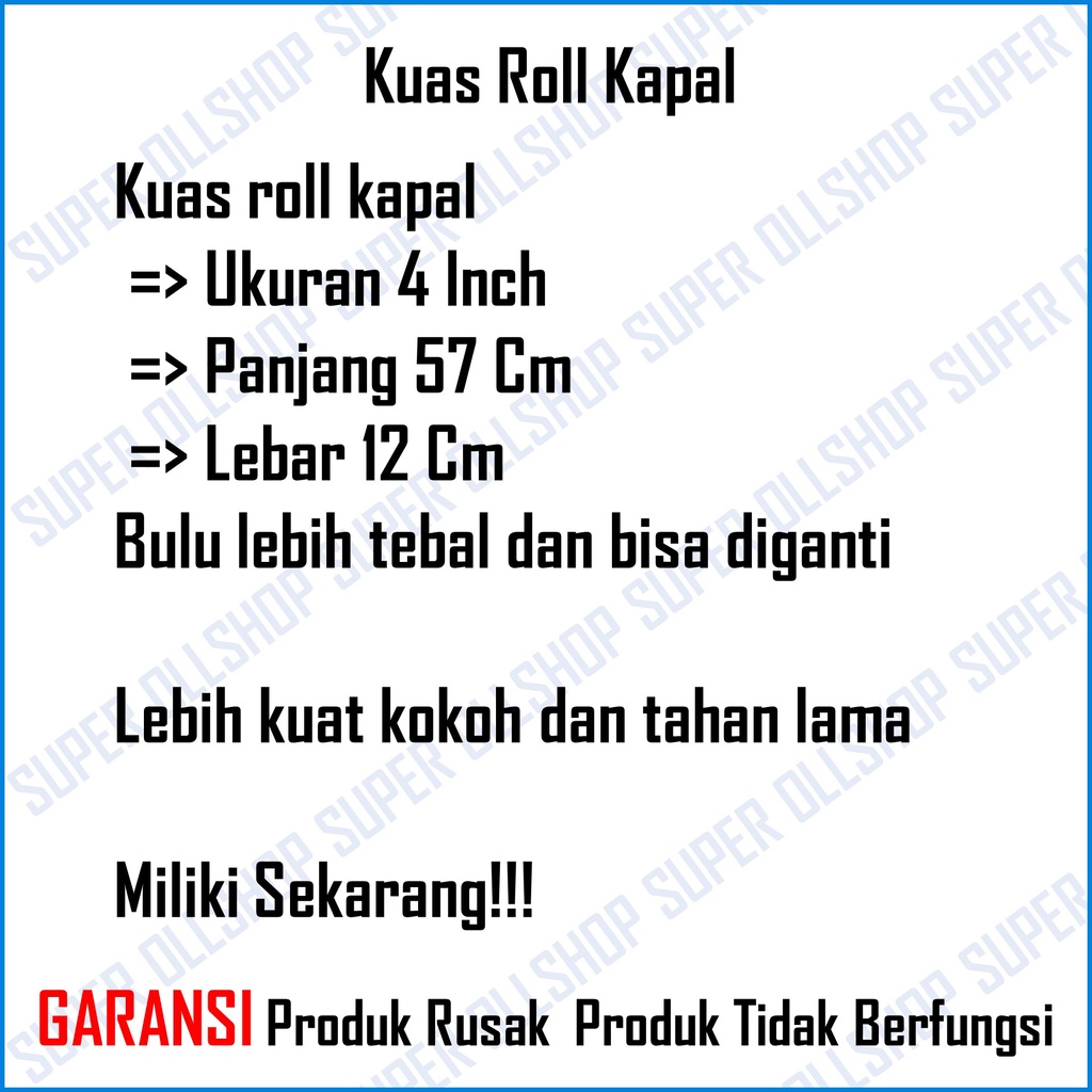 Kuas Roll Kapal Kecil 4 inch Kuas Rol Kapal Cat Kecil Gagang Panjang Bulu Kuas Roll Tebal Murah