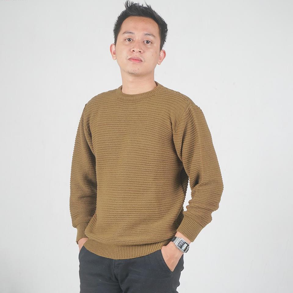 Idi7I2u Sweater Rajut Pria - Stripe Man Crewneck Sweater