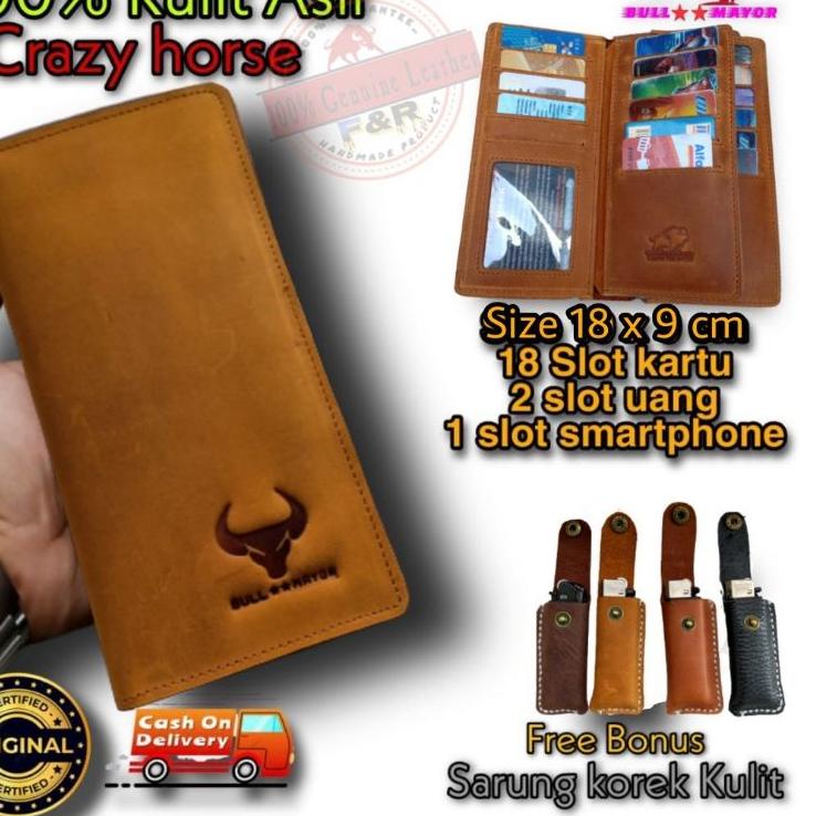 Super Bahan Dompet kulit asli/ Dompet kulit crazy horse/Dompet panjang