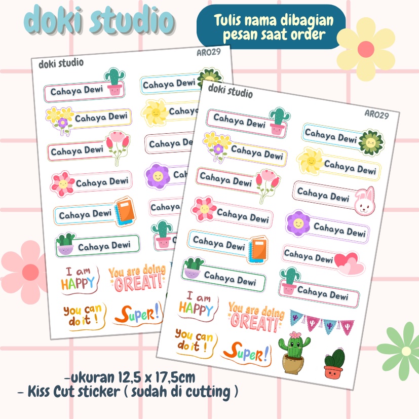 

[DOKI] Stiker Dekorasi Lucu / Sticker Journal / Stiker Aesthetic Memo Sticky Notes Journal Scrapbook Planner - Sticker Nama / Barang