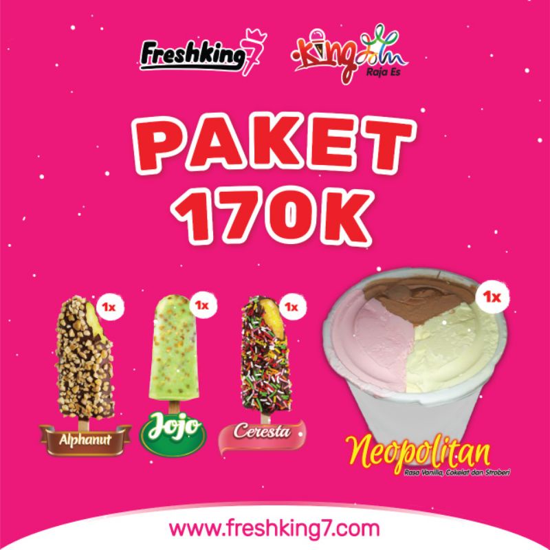 

Es Krim Lolli Stik & Emberan Neapolitan 8L - Freshking7 (Paket 170rb)