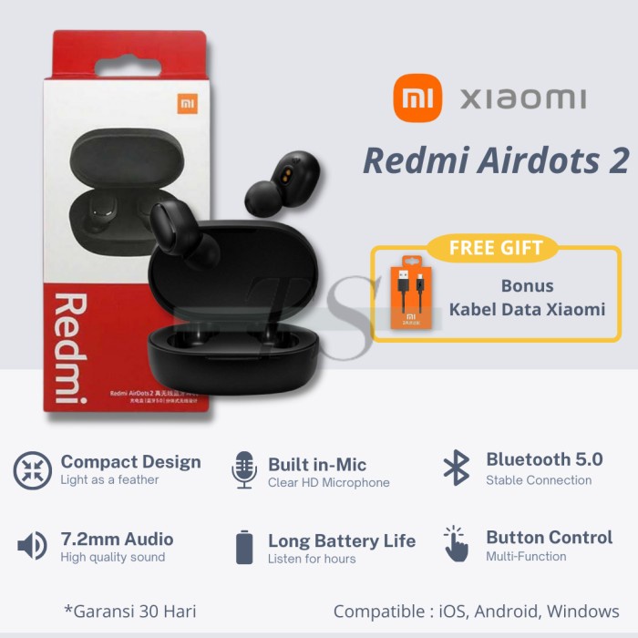 headset bluetooth Xiaomi Redmi Mi Airdots 2 Original Earbuds Headset Bluetooth Earphone(R9N2) headse