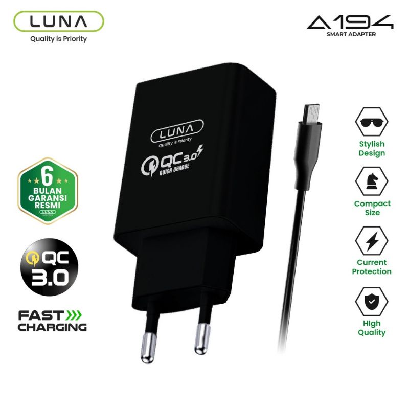 TRAVEL CHARGER LUNA A6-28QM/A628QC  QC 3.0 EU PLUG QUIK