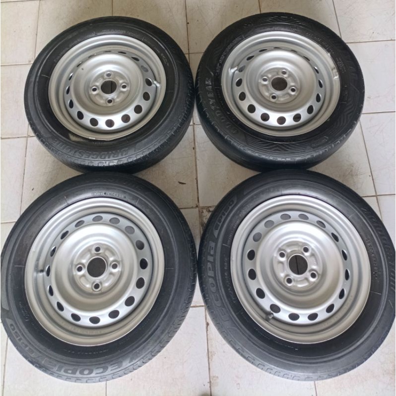 Ring 14 Velg kaleng plus ban pcd 4x100 velg mobil roda mobil velg calya velg ori