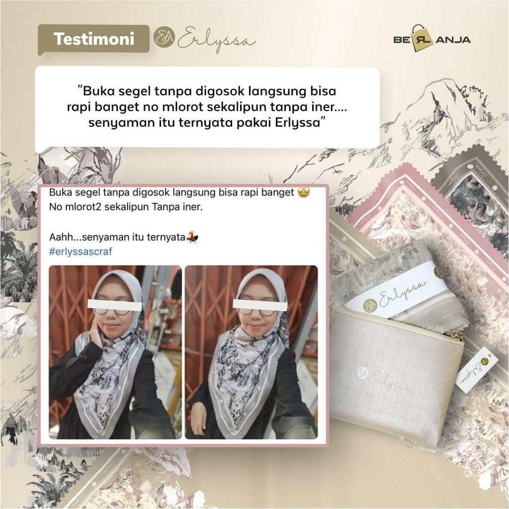 JILBAB SEGI EMPAT ERLYSSA EDISI HOLY JOURNEY SCARF HIJAB VOAL LASER CUT ERLLYSA