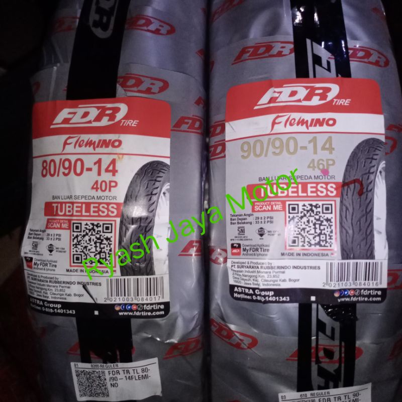 Paket Ban Tubeless FDR FEDERAL 80/90-14 &amp; 90/90-14 For Beat F1/karbu/esp/Pop/Street/Vario 110/125/150/Scoopy karbu/F1/Spacy karbu/F1/Genio/Beat new 2019-2022/Mio J/Mio M3/Soul GT 125/Mio S/Z/X-Ride/Fino 125/Dll