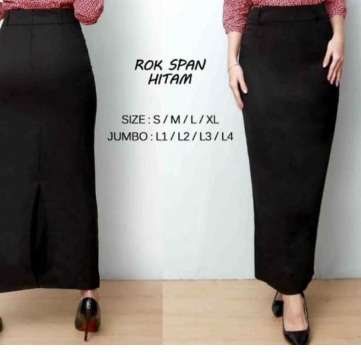 Depan Rok Kerja Panjang Hitam Span Androk Wanita Premium Bahan Formal Kantor bikrunstore