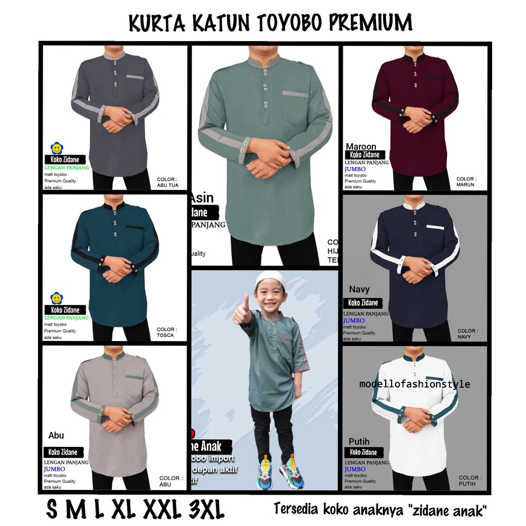 ZIDANE-KOKO KEMEJA BAJU KURTA QURTA S M L XL XXL 3XL JUMBO PRIA LAKI LAKI DEWASA TANGAN LENGAN PANJA