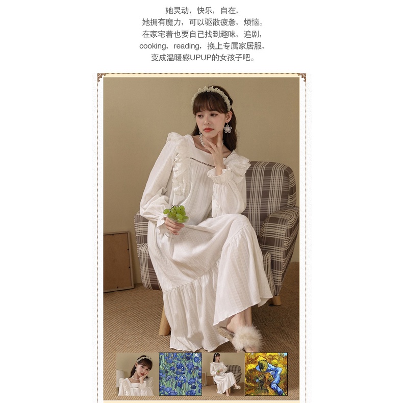 MR-01 dress piyama baju tidur wanita lengan panjang renda lolita
