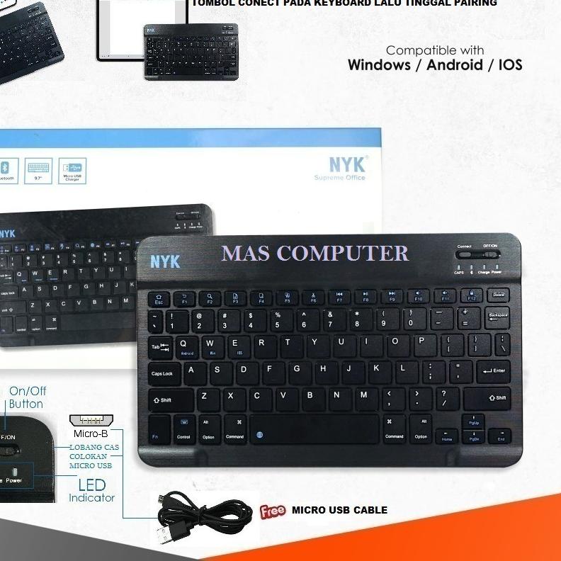 ➢ NYK Keyboard Bluetooth BT90 / Keyboard Bluetooth Mini Slim Bisa di pakai di Laptop / Android ❃
