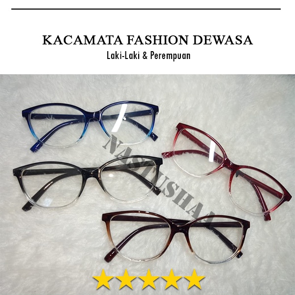 Kacamata Lensa Normal Wanita Pria Kacamata Cat Eye Gradasi Transparan Eyeglasses Unisex NOCASE