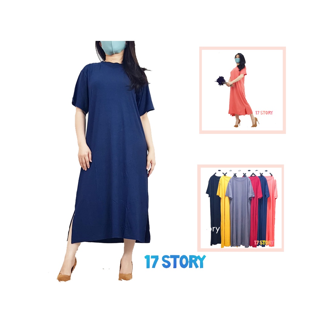 Dress Santai Jumbo Wanita Premium Lengan Pendek
