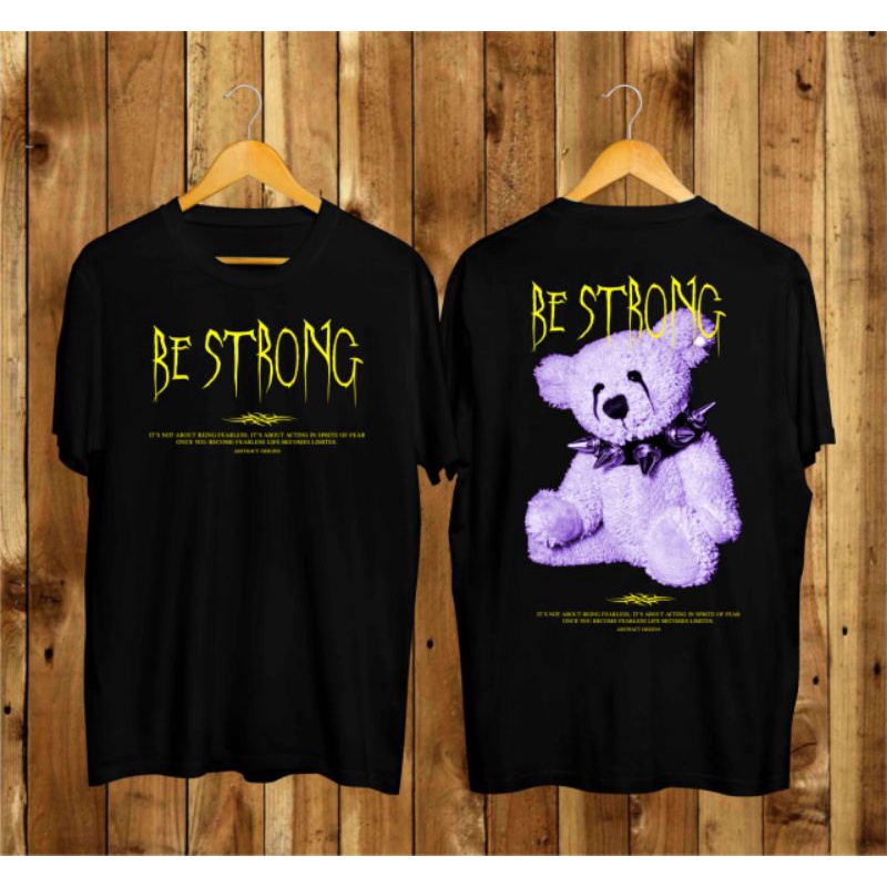 Baju kaos beruang be strong / kaos bear pilox / kaos beruang kacamata keren / baju distro / baju pri
