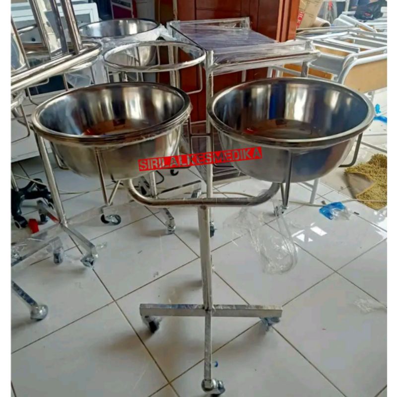 Double waskom kaki 1 stainless/Double waskom stainless/Double waskom