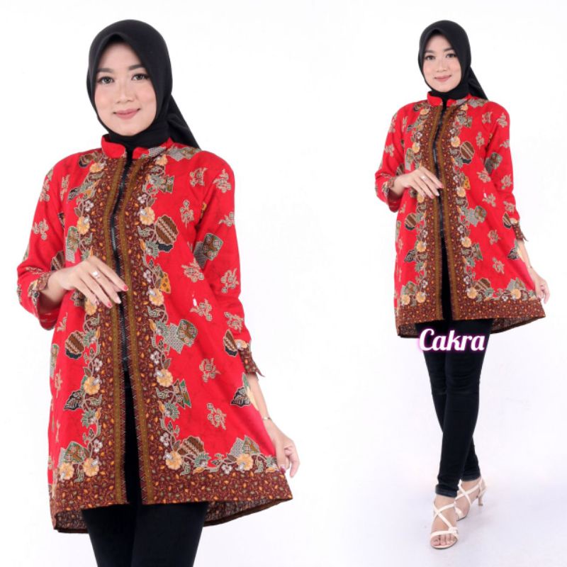 Tunik Batik Wanita Premium Dres Terbaru Kekinian Jumbo Ld 120 - Baju Batik Wanita Lengan Panjang