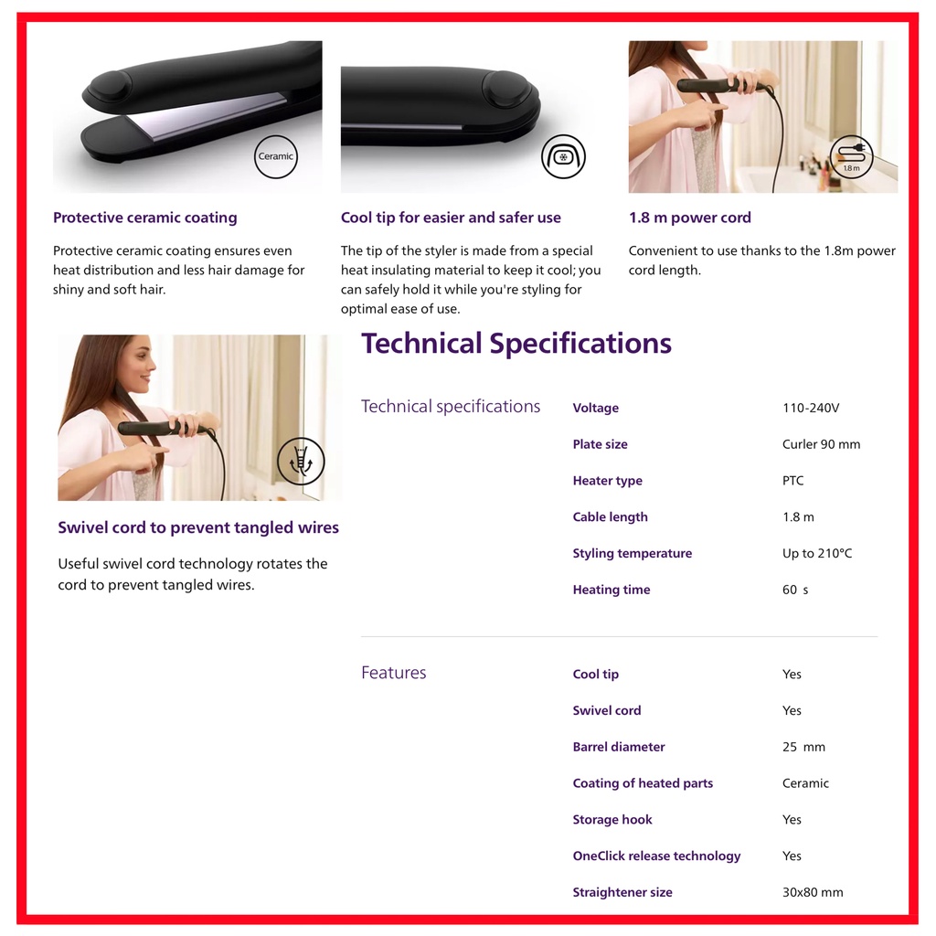 Philips Multisyler BHH811/00 Curling &amp; Straightener BHH 811 Bhh811 - Pelurus dan Pengeriting Rambut
