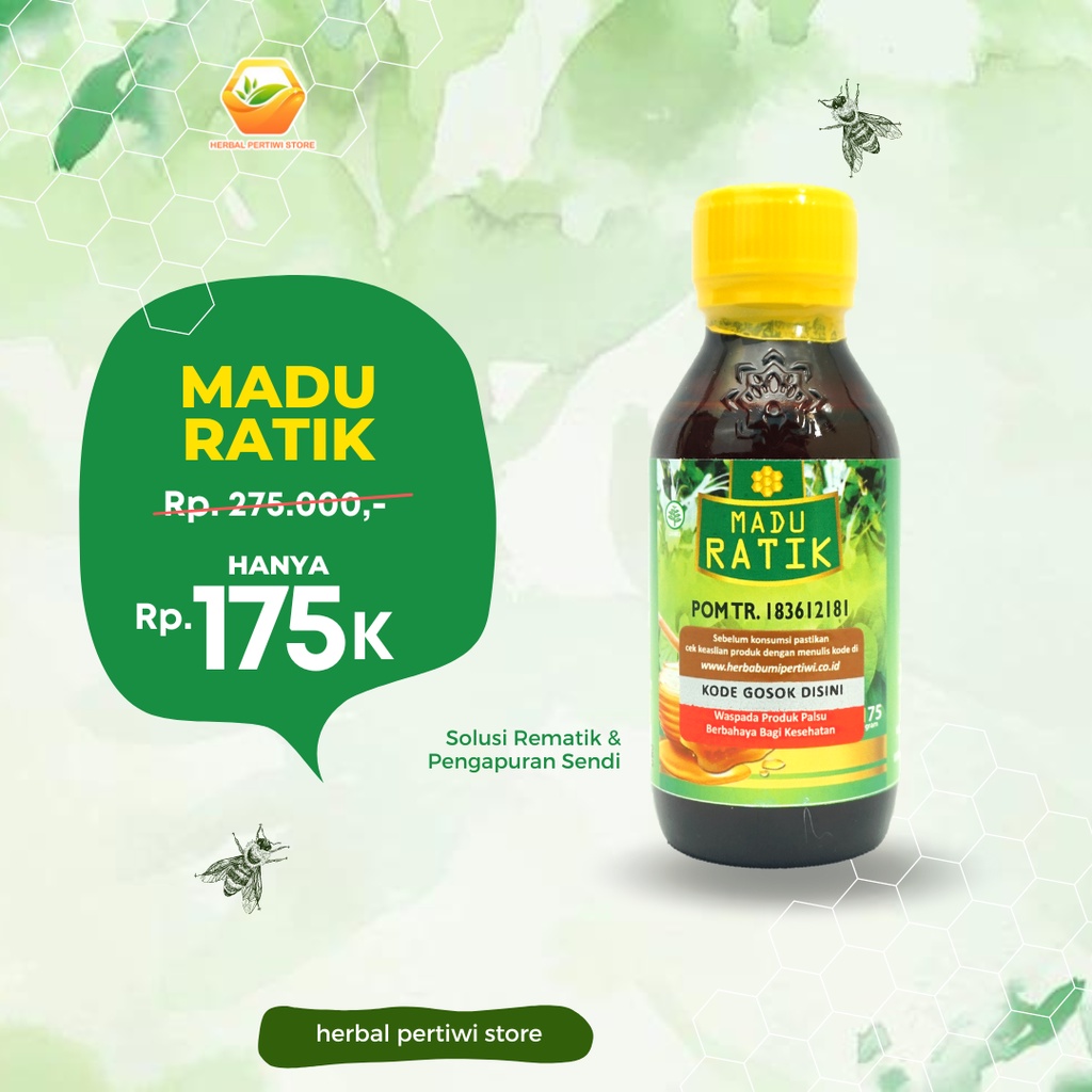 

Madu Ratik Herbal Original untuk Nyeri Tumit Sakit Pinggang Jari Kaku Rematik Asam Urat & Kolesterol Sudah Terdaftar BPOM Bisa Cod Seluruh Indonesia