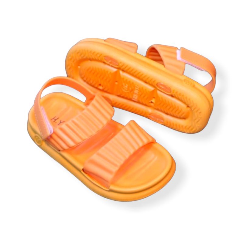 Sandal Anak Perempuan Ban Dua Tali Belakang Sandal Anak Cewek Impor motif Kerut Velcro Trendy