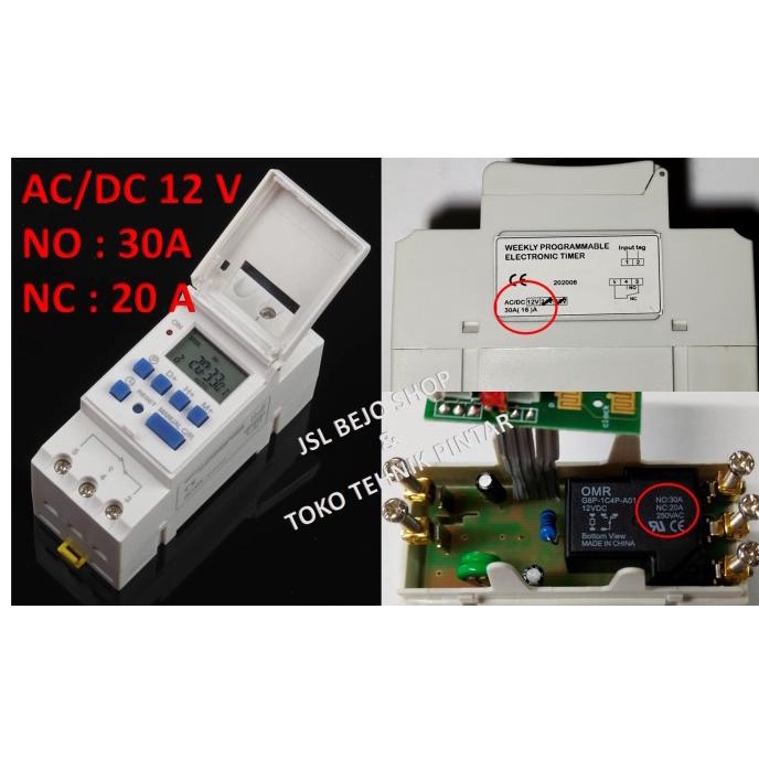 12 V DC DIN Rail Digital Programmable Timer Switch Model MCB