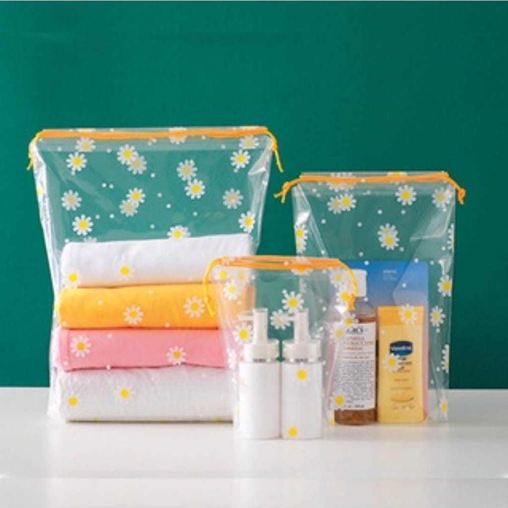 Tas travel pouch plastik serut Tas kecil serbaguna waterproof tas make up kosmetik multifungsi Tempat Penyimpanan Makeup Waterproof