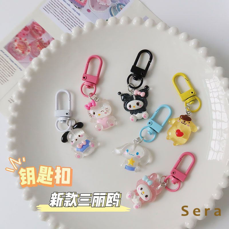 SearAsli Tipis dan Berkilauan Sanrio Gantungan Kunci Kartun Genit Cinnamoroll Babycinnamoroll Clow00