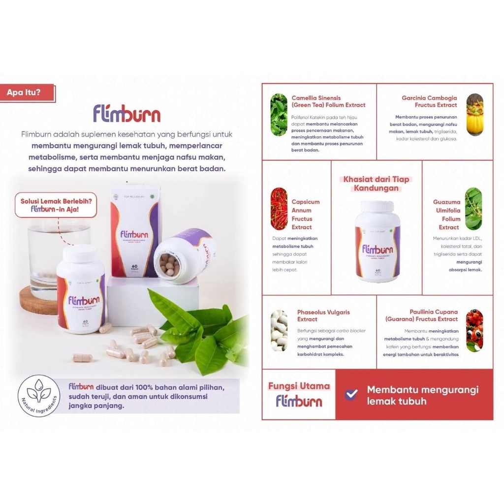 FLIMBURN FAT BURNER AND BOOST METABOLISM SUPLEMENT FLIMTY BUANG LEMAK BAKAR LEMAK