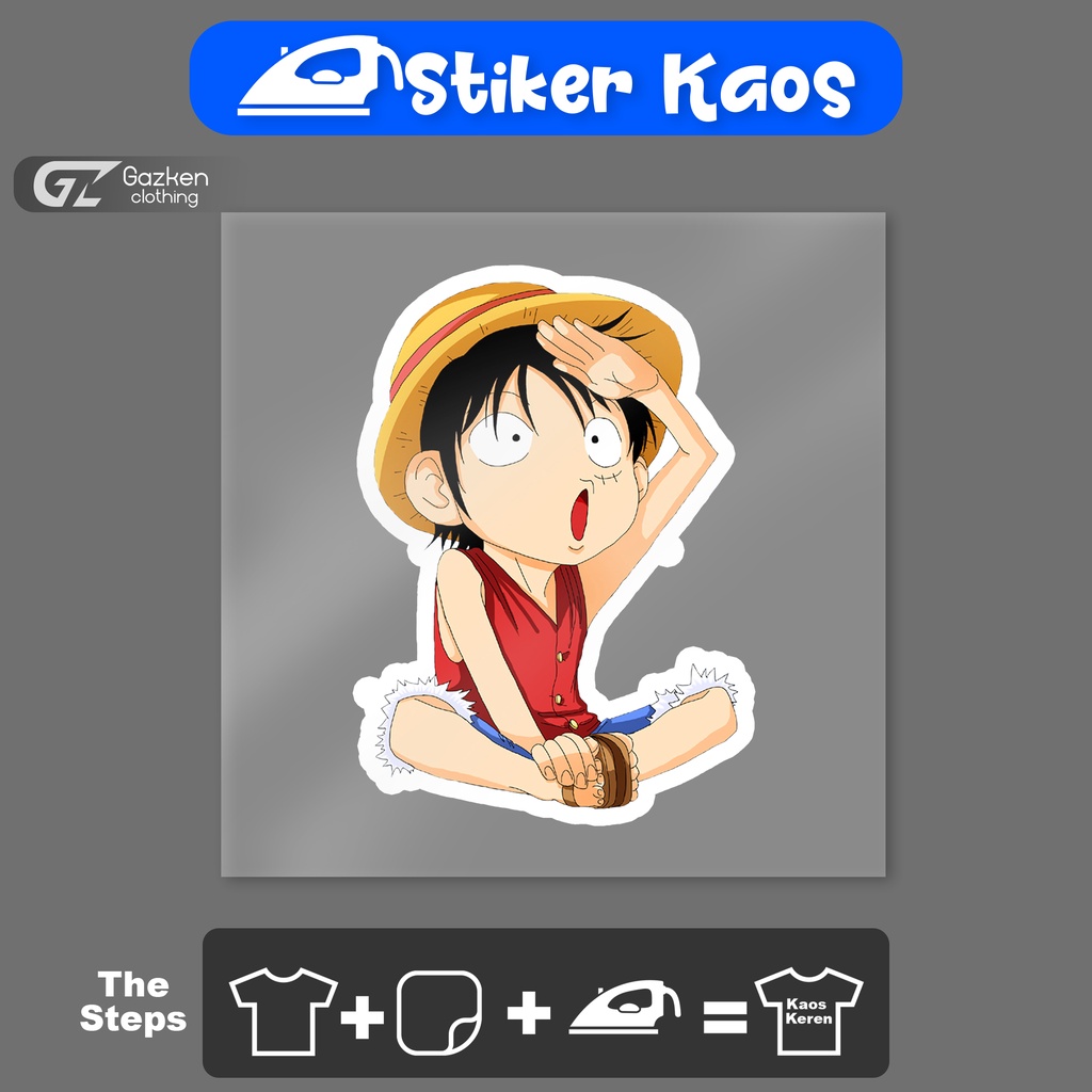 Stiker Kaos One Piece Luffy Search for Treasure Sticker Sablon Tempelan Baju Dengan Setrika Murah da