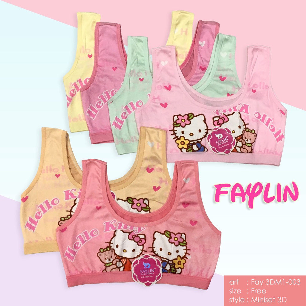 FAYLIN  | Miniset Anak Pelajar FAYLIN / Sablon 3D Motif Helo Kitty / Super Lembut