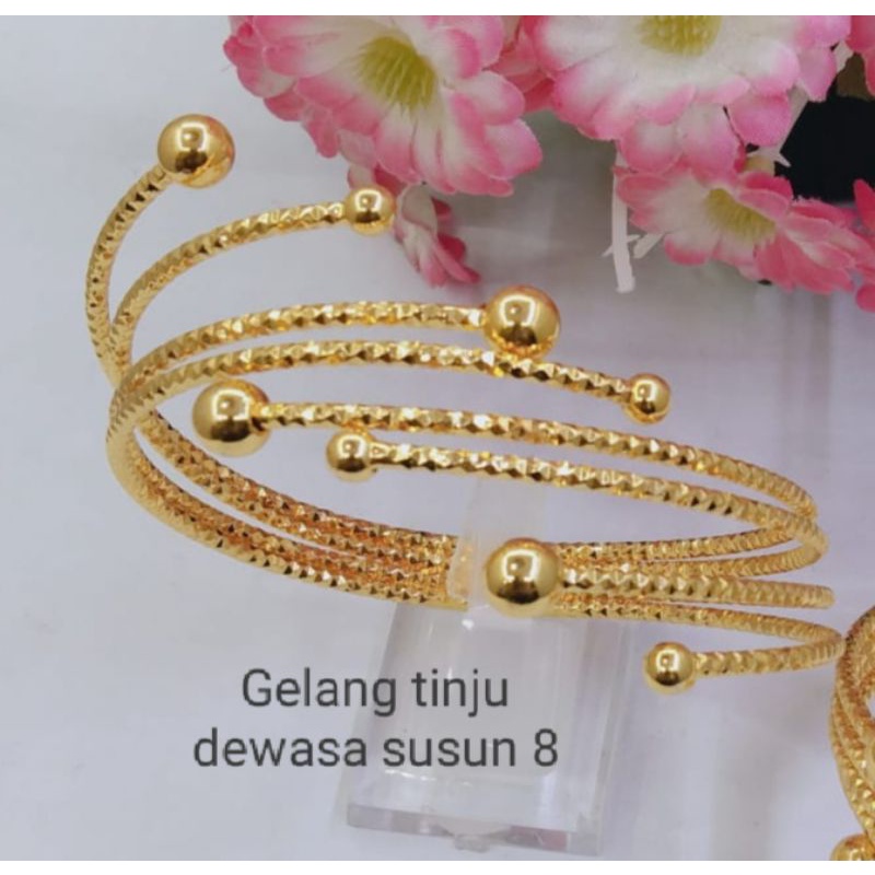 DS281. Gelang tangan keroncong xuping wanita berlapis emas model 8 susun ukuran flexible